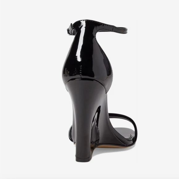 New Steve Madden Mallor Wedge strap Sandals black patent leather size 7.5 - Picture 5 of 9